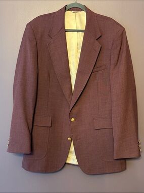 Vintage Men's Burgundy Blazer - Classic Two-Button Sport Coat
